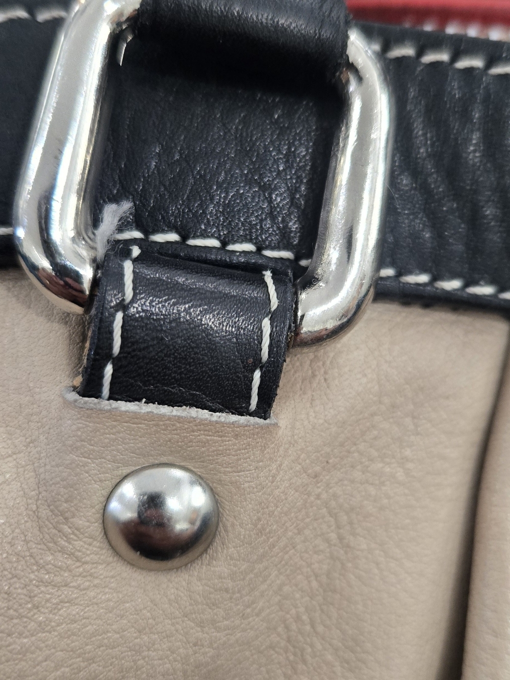 Made in Italy Genuine Leather Satchel Handbag Beige Black Red Shoulder Bag - Picture 10 of 11